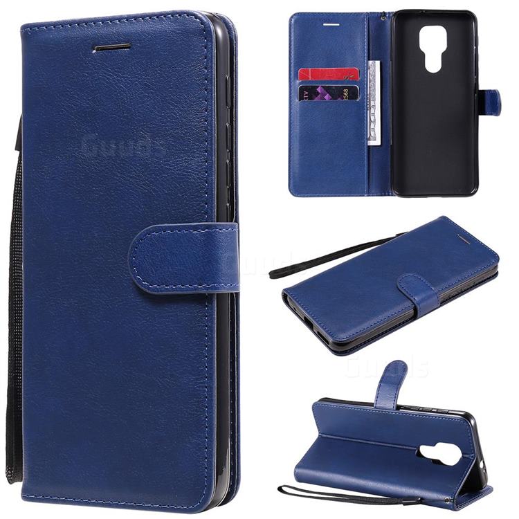 Retro Greek Classic Smooth PU Leather Wallet Phone Case for Motorola Moto G9 Play - Blue