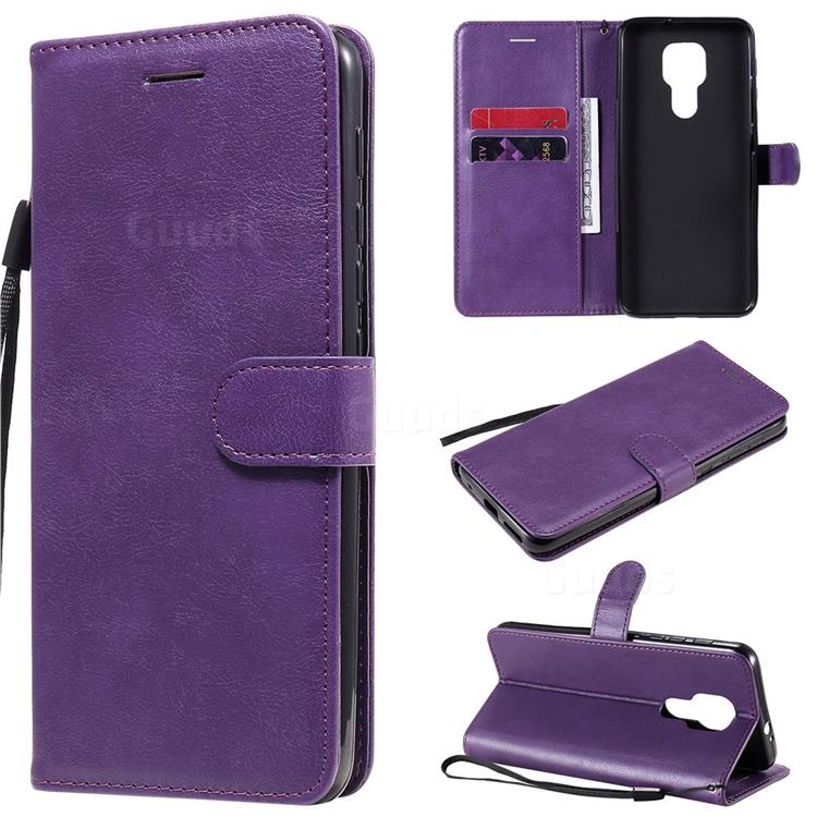 Retro Greek Classic Smooth PU Leather Wallet Phone Case for Motorola Moto G9 Play - Purple