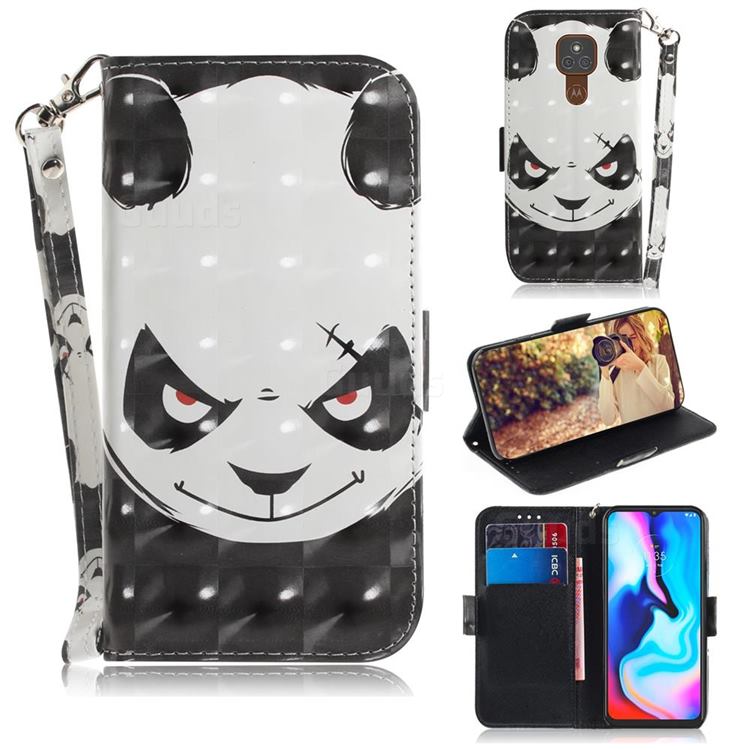 Angry Bear 3D Painted Leather Wallet Phone Case for Motorola Moto G9 Play