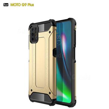 King Kong Armor Premium Shockproof Dual Layer Rugged Hard Cover for Motorola Moto G9 Plus - Champagne Gold