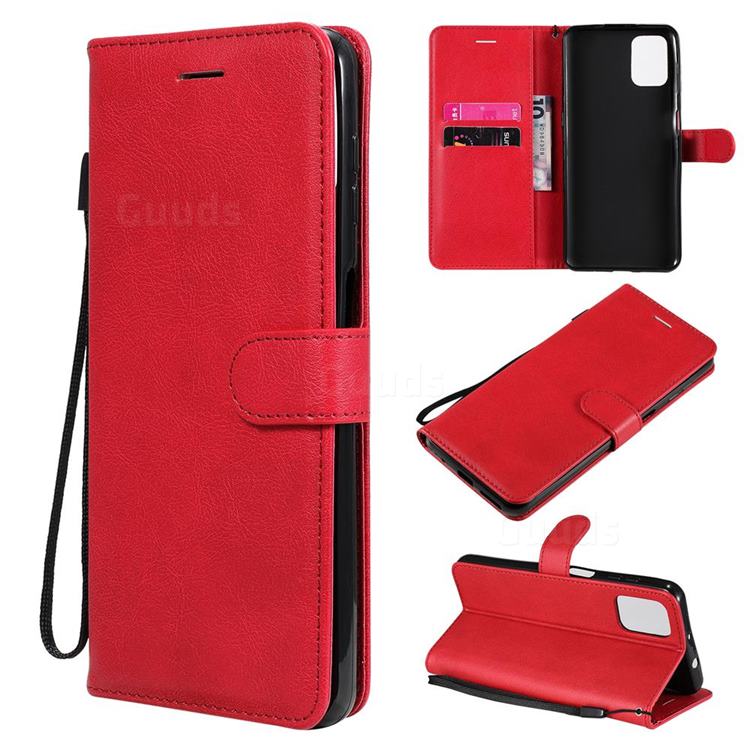 Retro Greek Classic Smooth PU Leather Wallet Phone Case for Motorola Moto G9 Plus - Red