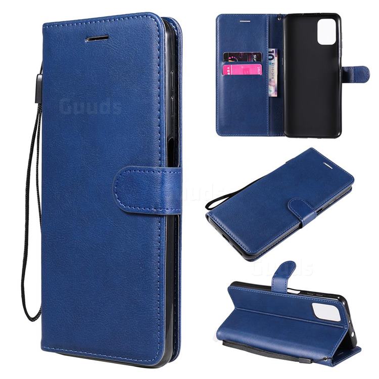 Retro Greek Classic Smooth PU Leather Wallet Phone Case for Motorola Moto G9 Plus - Blue