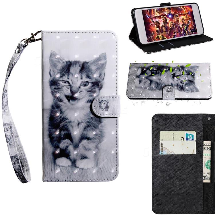 Smiley Cat 3D Painted Leather Wallet Case for Motorola Moto G9 Plus