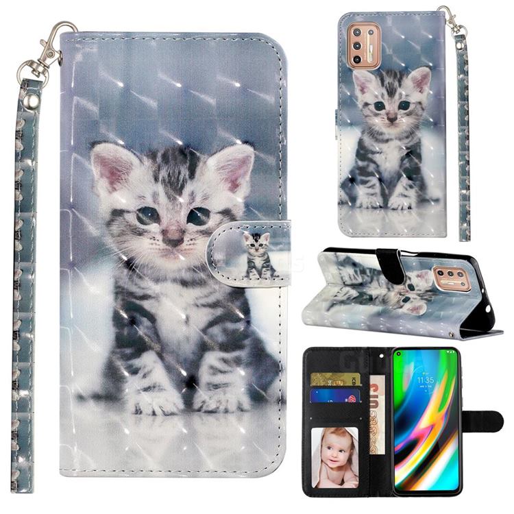 Kitten Cat 3D Leather Phone Holster Wallet Case for Motorola Moto G9 Plus