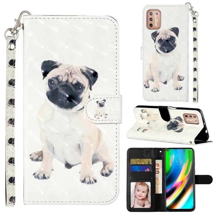 Pug Dog 3D Leather Phone Holster Wallet Case for Motorola Moto G9 Plus
