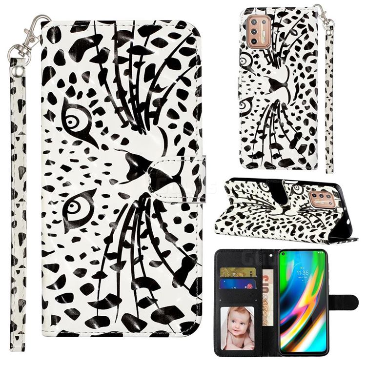 Leopard Panther 3D Leather Phone Holster Wallet Case for Motorola Moto G9 Plus