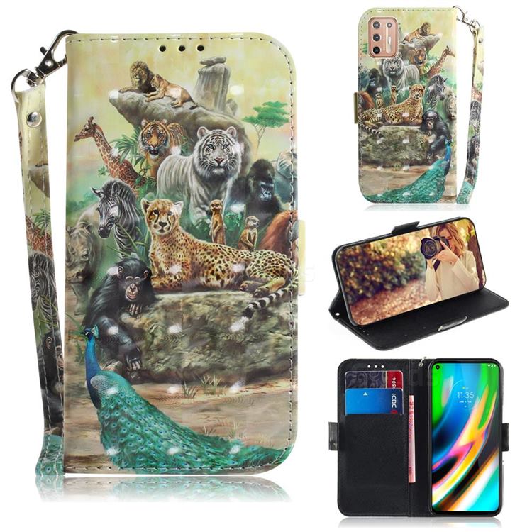 Beast Zoo 3D Painted Leather Wallet Phone Case for Motorola Moto G9 Plus