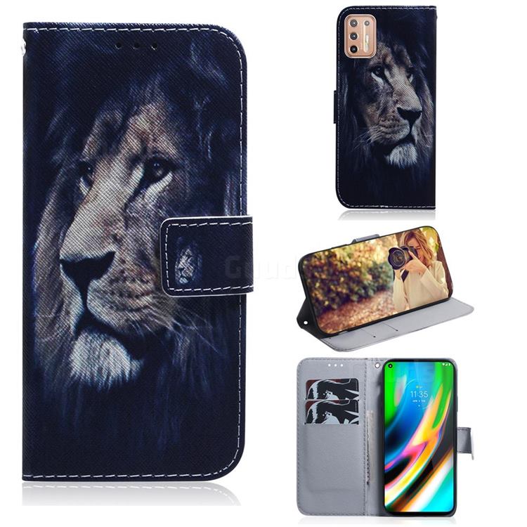Lion Face PU Leather Wallet Case for Motorola Moto G9 Plus