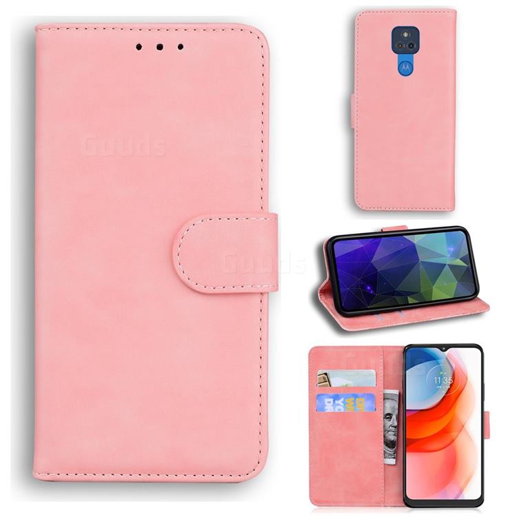 Retro Classic Skin Feel Leather Wallet Phone Case for Motorola Moto G Play(2021) - Pink