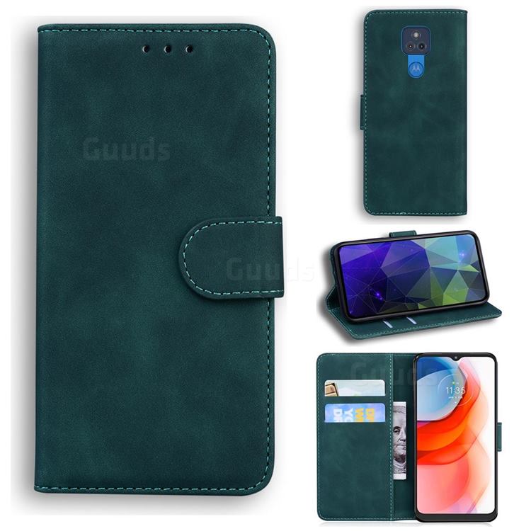 Retro Classic Skin Feel Leather Wallet Phone Case for Motorola Moto G Play(2021) - Green