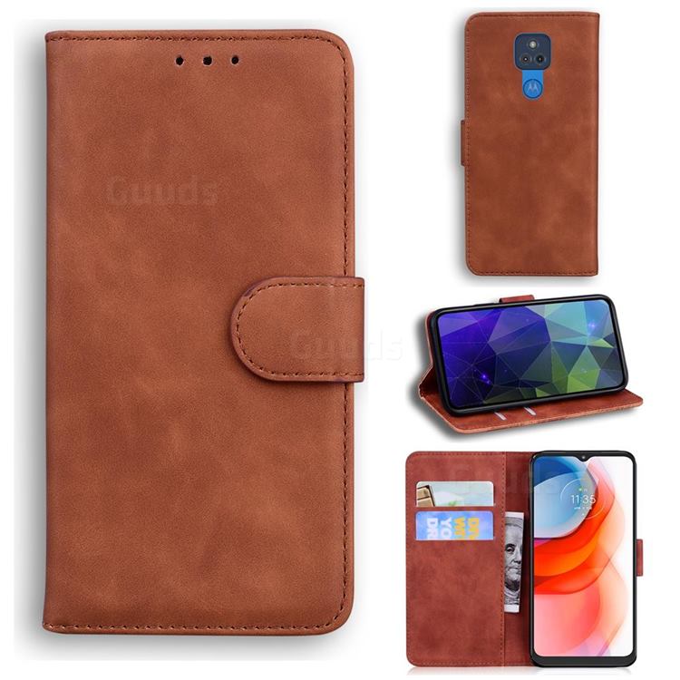 Retro Classic Skin Feel Leather Wallet Phone Case for Motorola Moto G Play(2021) - Brown