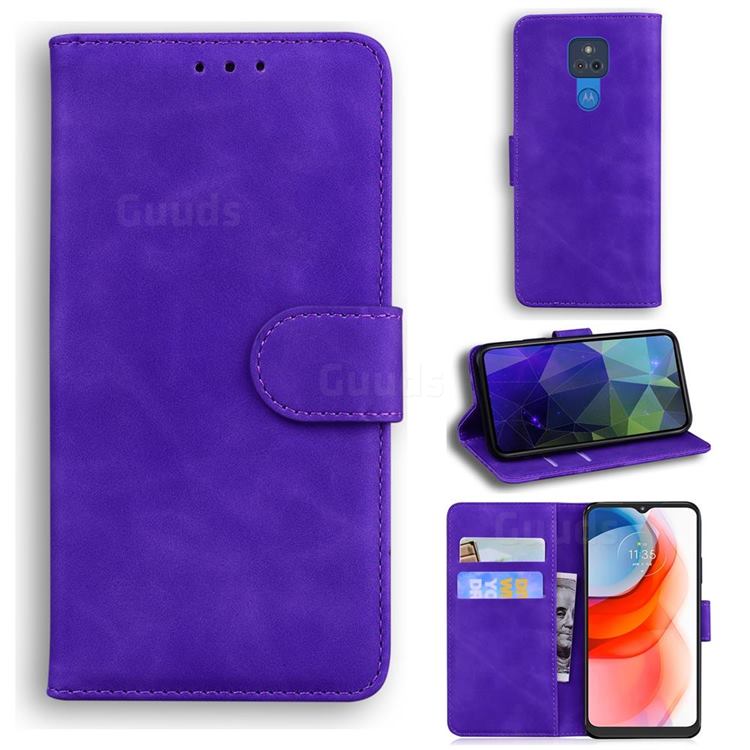 Retro Classic Skin Feel Leather Wallet Phone Case for Motorola Moto G Play(2021) - Purple