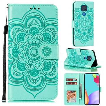 Intricate Embossing Datura Solar Leather Wallet Case for Motorola Moto G Play(2021) - Green