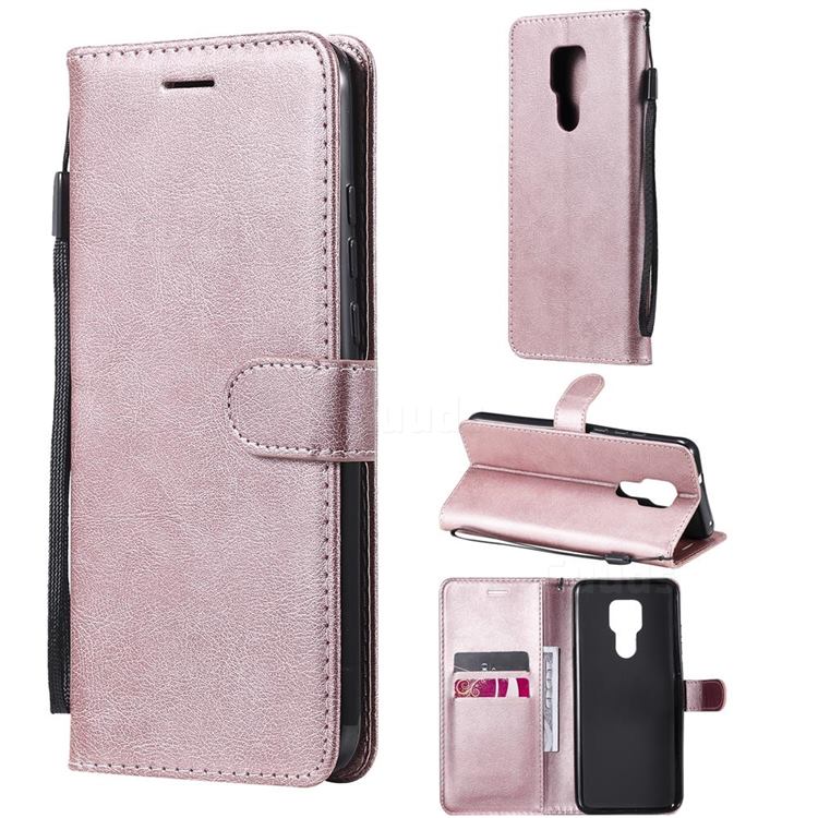 Retro Greek Classic Smooth PU Leather Wallet Phone Case for Motorola Moto G Play(2021) - Rose Gold