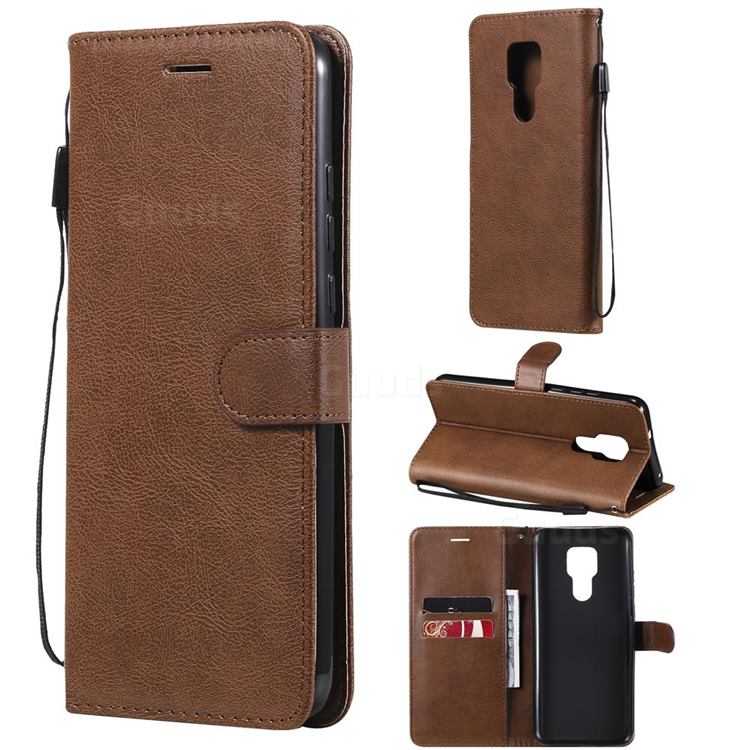 Retro Greek Classic Smooth PU Leather Wallet Phone Case for Motorola Moto G Play(2021) - Brown