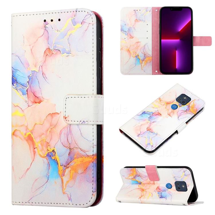 Galaxy Dream Marble Leather Wallet Protective Case for Motorola Moto G Play(2021)