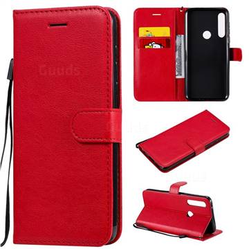 Retro Greek Classic Smooth PU Leather Wallet Phone Case for Motorola Moto G Power - Red