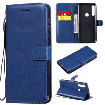 Retro Greek Classic Smooth PU Leather Wallet Phone Case for Motorola Moto G Power - Blue