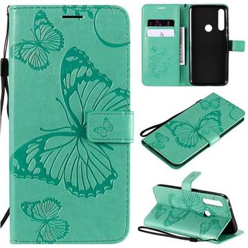 Embossing 3D Butterfly Leather Wallet Case for Motorola Moto G Power - Green