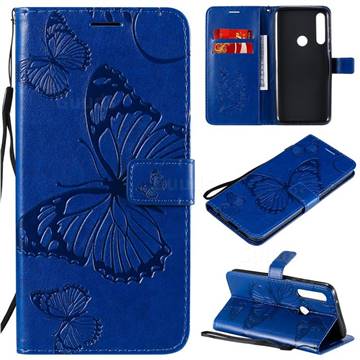 Embossing 3D Butterfly Leather Wallet Case for Motorola Moto G Power - Blue