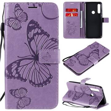 Embossing 3D Butterfly Leather Wallet Case for Motorola Moto G Power - Purple