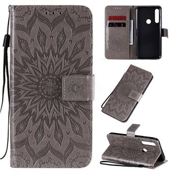 Embossing Sunflower Leather Wallet Case for Motorola Moto G Power - Gray