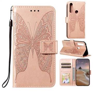 Intricate Embossing Vivid Butterfly Leather Wallet Case for Motorola Moto G Power - Rose Gold