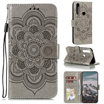 Intricate Embossing Datura Solar Leather Wallet Case for Motorola Moto G Power 2020 - Gray