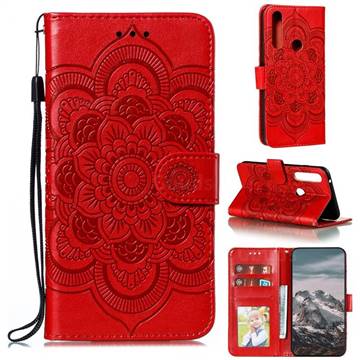 Intricate Embossing Datura Solar Leather Wallet Case for Motorola Moto G Power 2020 - Red