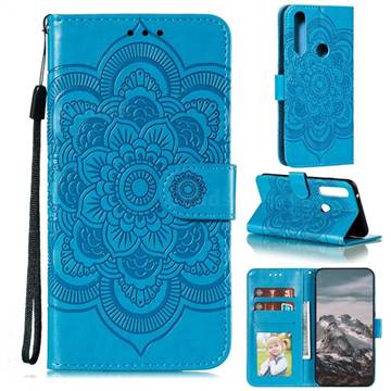 Intricate Embossing Datura Solar Leather Wallet Case for Motorola Moto G Power 2020 - Blue