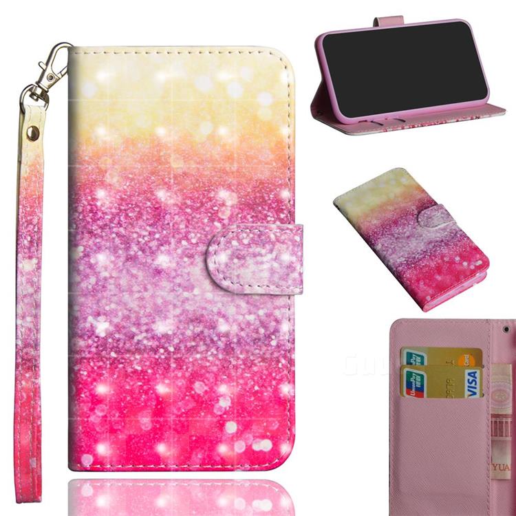 Gradient Rainbow 3D Painted Leather Wallet Case for Motorola Moto G Power 2020