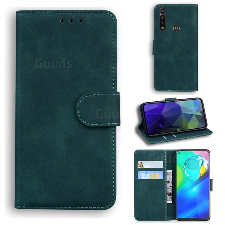 Retro Classic Skin Feel Leather Wallet Phone Case for Motorola Moto G Power 2020 - Green