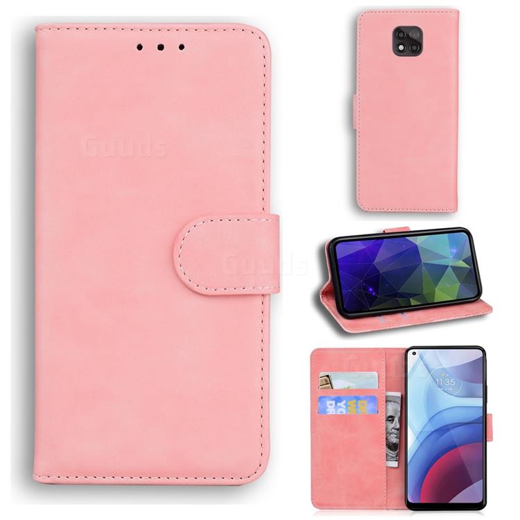 Retro Classic Skin Feel Leather Wallet Phone Case for Motorola Moto G Power 2021 - Pink