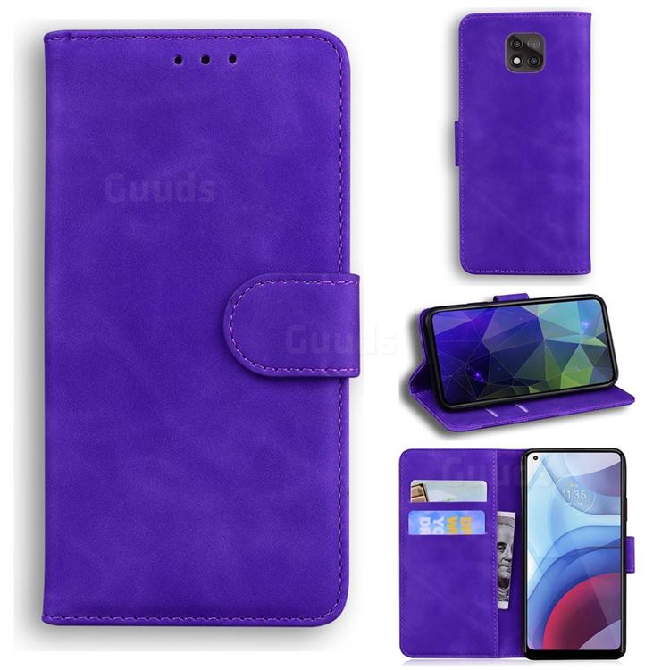 Retro Classic Skin Feel Leather Wallet Phone Case for Motorola Moto G Power 2021 - Purple