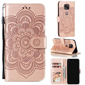 Intricate Embossing Datura Solar Leather Wallet Case for Motorola Moto G Power 2021 - Rose Gold