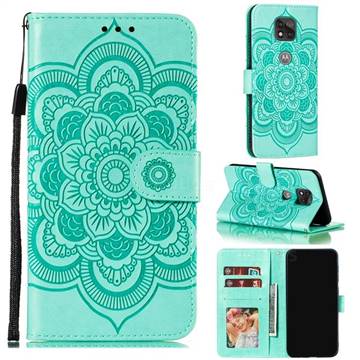 Intricate Embossing Datura Solar Leather Wallet Case for Motorola Moto G Power 2021 - Green