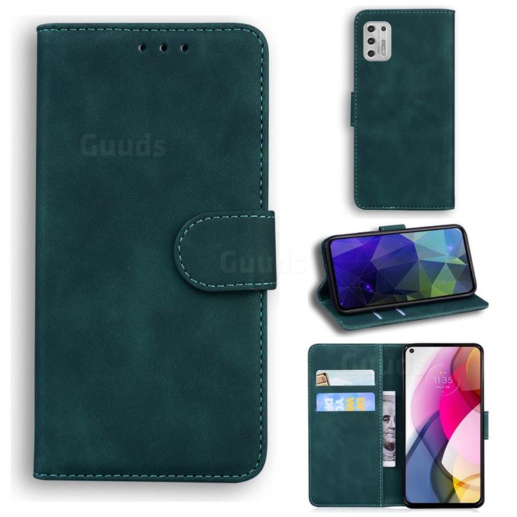 Retro Classic Skin Feel Leather Wallet Phone Case for Motorola Moto G Stylus 2021 - Green
