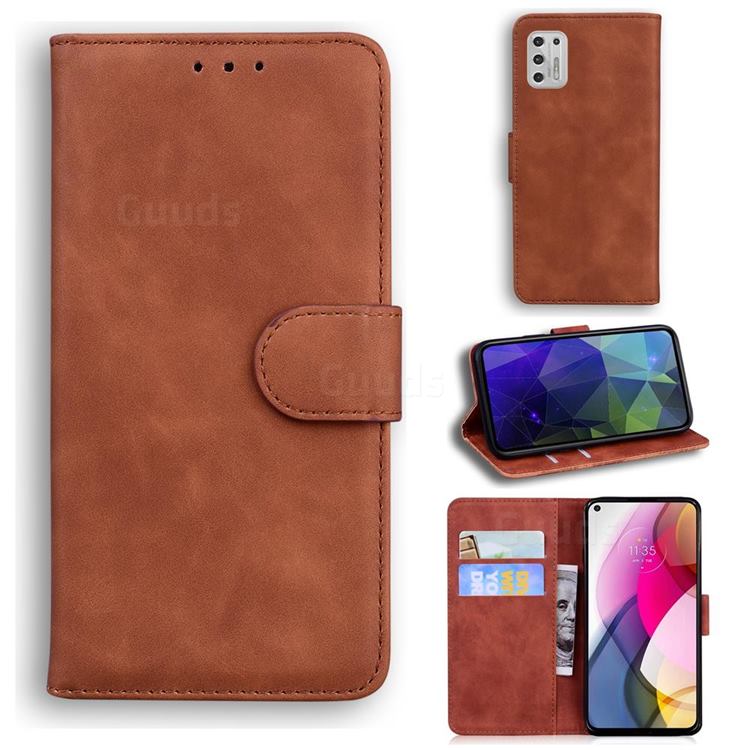 Retro Classic Skin Feel Leather Wallet Phone Case for Motorola Moto G Stylus 2021 - Brown