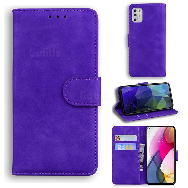Retro Classic Skin Feel Leather Wallet Phone Case for Motorola Moto G Stylus 2021 - Purple