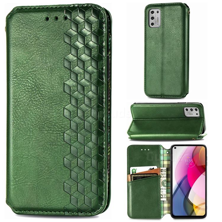 Ultra Slim Fashion Business Card Magnetic Automatic Suction Leather Flip Cover for Motorola Moto G Stylus 2021 - Green