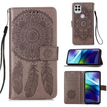 Embossing Dream Catcher Mandala Flower Leather Wallet Case for Motorola Moto G Stylus 2021 5G - Gray