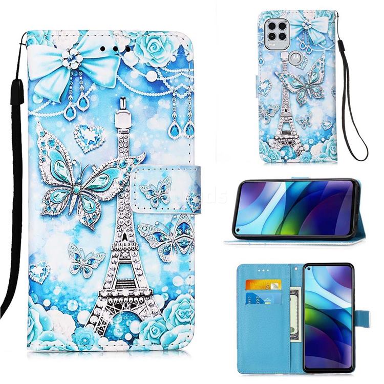 Tower Butterfly Matte Leather Wallet Phone Case for Motorola Moto G Stylus 2021 5G