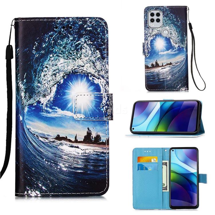 Waves and Sun Matte Leather Wallet Phone Case for Motorola Moto G Stylus 2021 5G