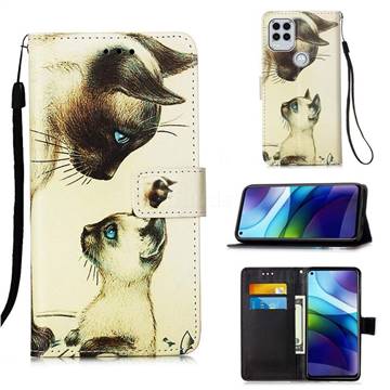 Cat Confrontation Matte Leather Wallet Phone Case for Motorola Moto G Stylus 2021 5G