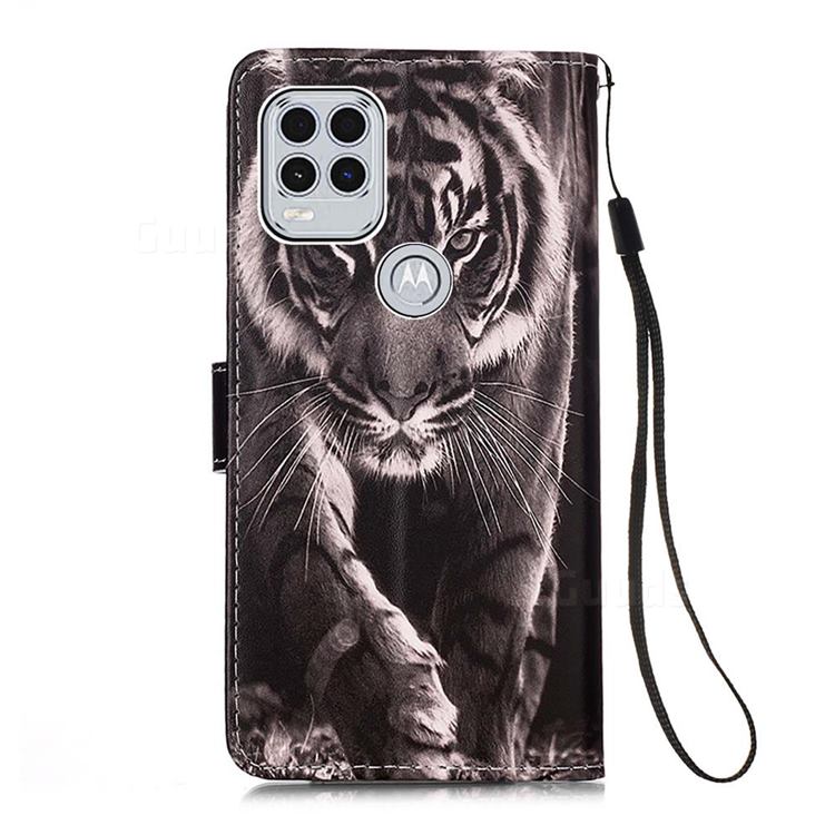 Black and White Tiger Matte Leather Wallet Phone Case for