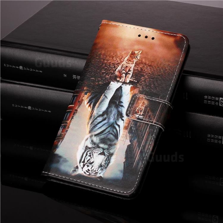 Cat and Tiger Matte Leather Wallet Phone Case for Motorola Moto G