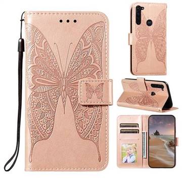 Intricate Embossing Vivid Butterfly Leather Wallet Case for Motorola Moto G Stylus - Rose Gold
