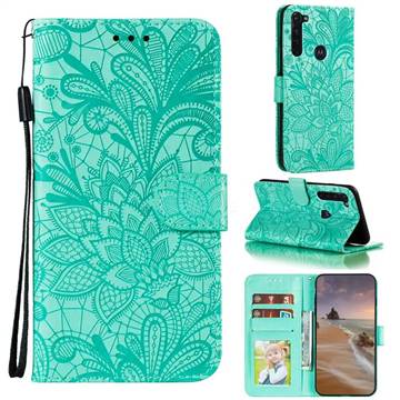 Intricate Embossing Lace Jasmine Flower Leather Wallet Case for Motorola Moto G Stylus - Green