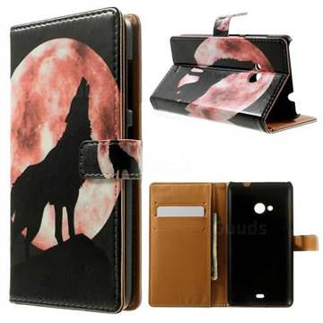 Moon Wolf Leather Wallet Case for Microsoft Lumia 535 / Lumia 535 Dual SIM Nokia Lumia 535