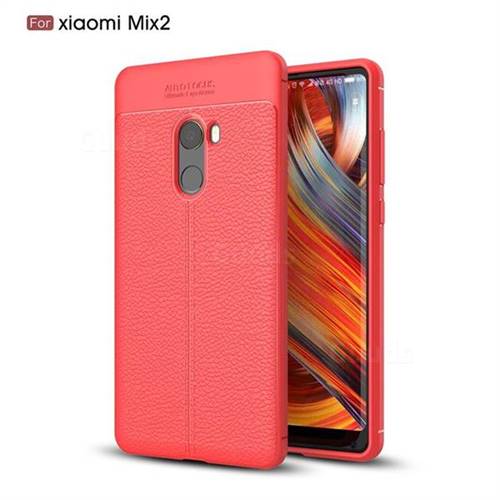 Luxury Auto Focus Litchi Texture Silicone TPU Back Cover for Xiaomi Mi Mix 2 - Red